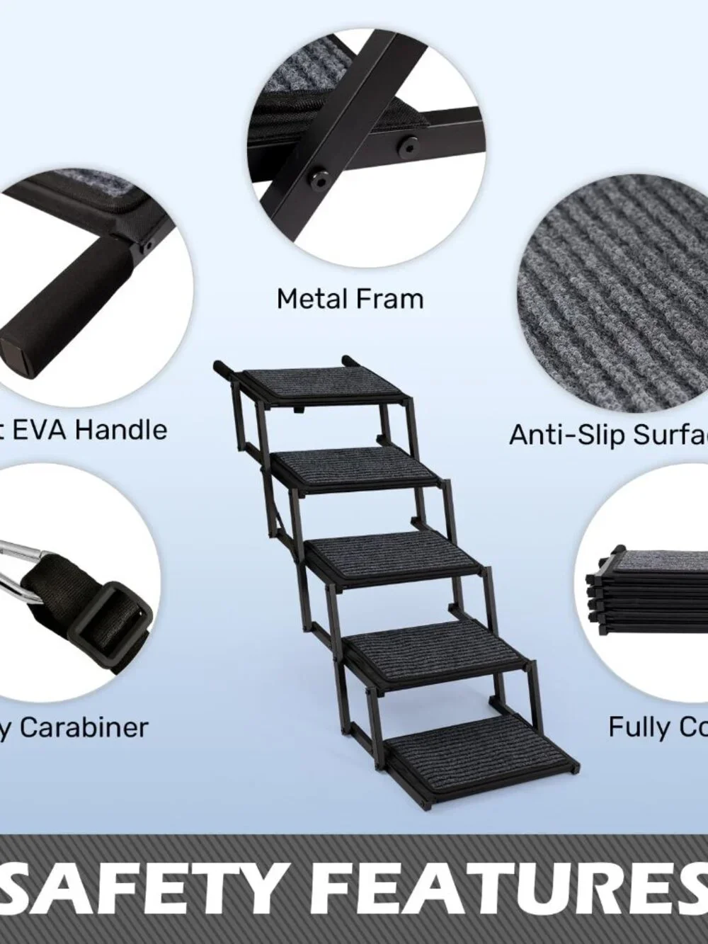 Dog Steps for Car, Truck and SUV - Foldable Pet Stairs